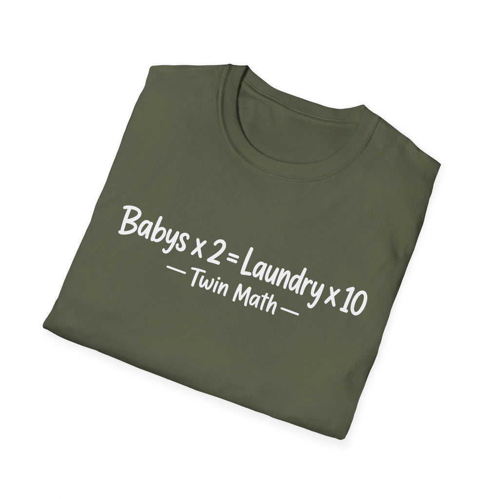 Babys x 2 = Laundry x10 Twin Math Hilarious Parent of Twins T-Shirt