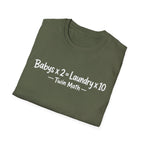Babys x 2 = Laundry x10 Twin Math Hilarious Parent of Twins T-Shirt