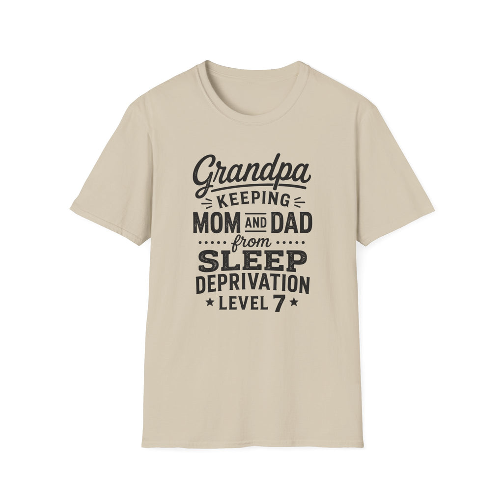 Grandpa Keeping Mom and Dad from Sleep Deprivation Level 7 Funny Twin T-Shirt