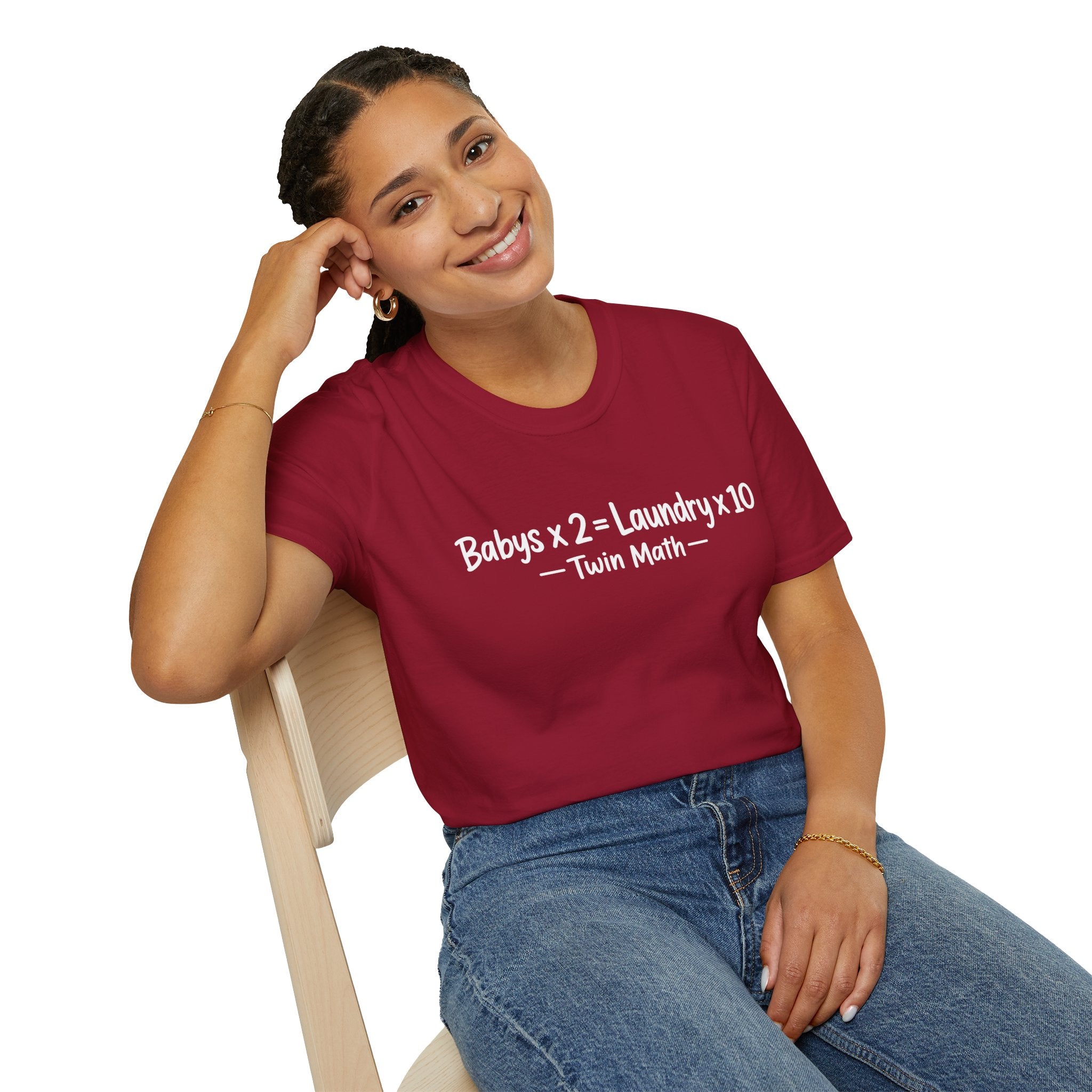 Babys x 2 = Laundry x10 Twin Math Hilarious Parent of Twins T-Shirt