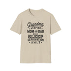 Grandma Keeping Mom and Dad from Sleep Deprivation Level 7 Funny Twin Parent T-Shirt