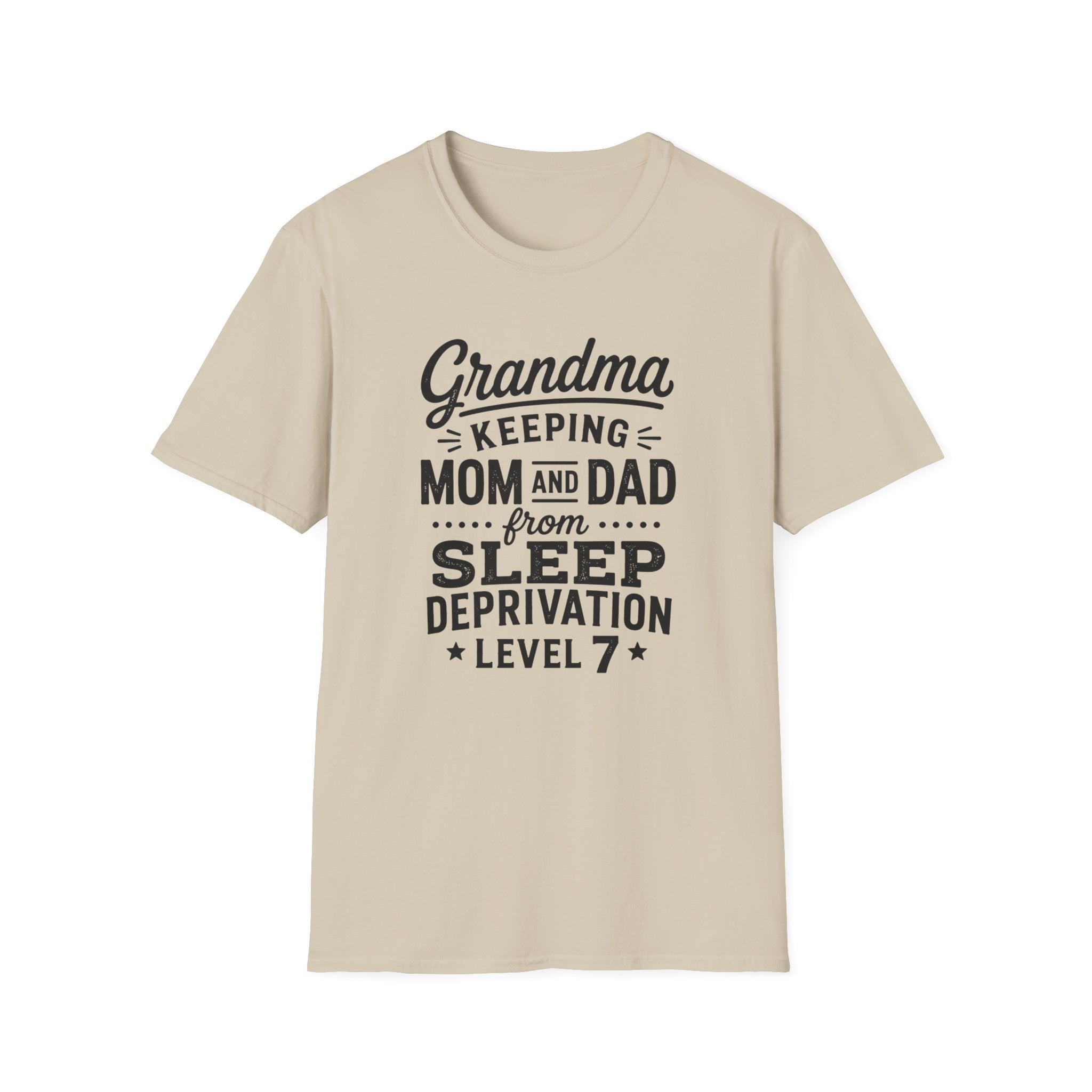 Grandma Keeping Mom and Dad from Sleep Deprivation Level 7 Funny Twin Parent T-Shirt