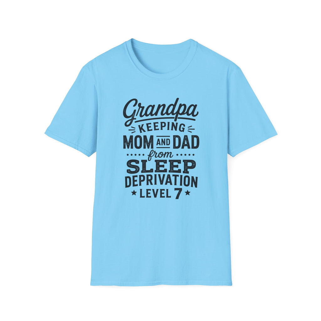Grandpa Keeping Mom and Dad from Sleep Deprivation Level 7 Funny Twin T-Shirt