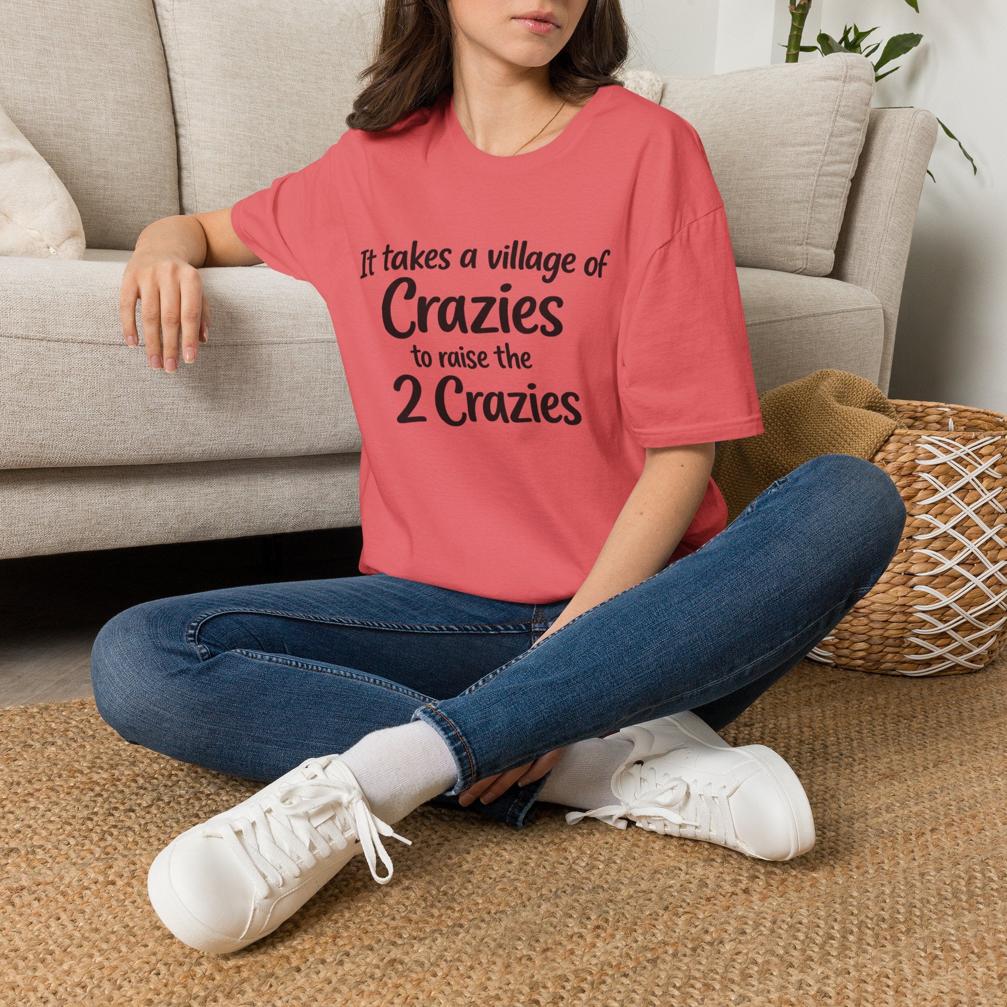 It takes a Village of Crazies to Raise the 2 Crazies Funny Twin Family T-Shirt