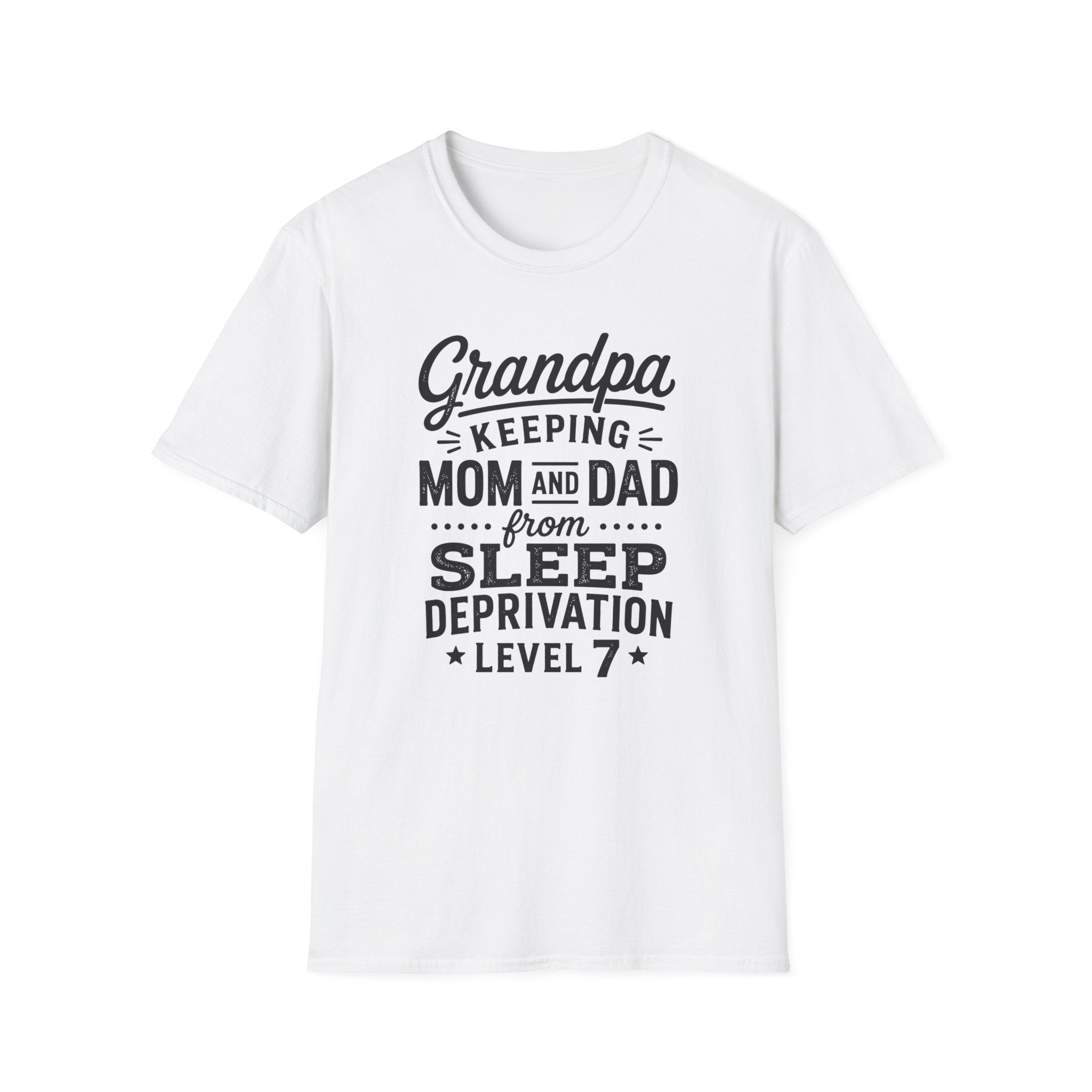Grandpa Keeping Mom and Dad from Sleep Deprivation Level 7 Funny Twin T-Shirt