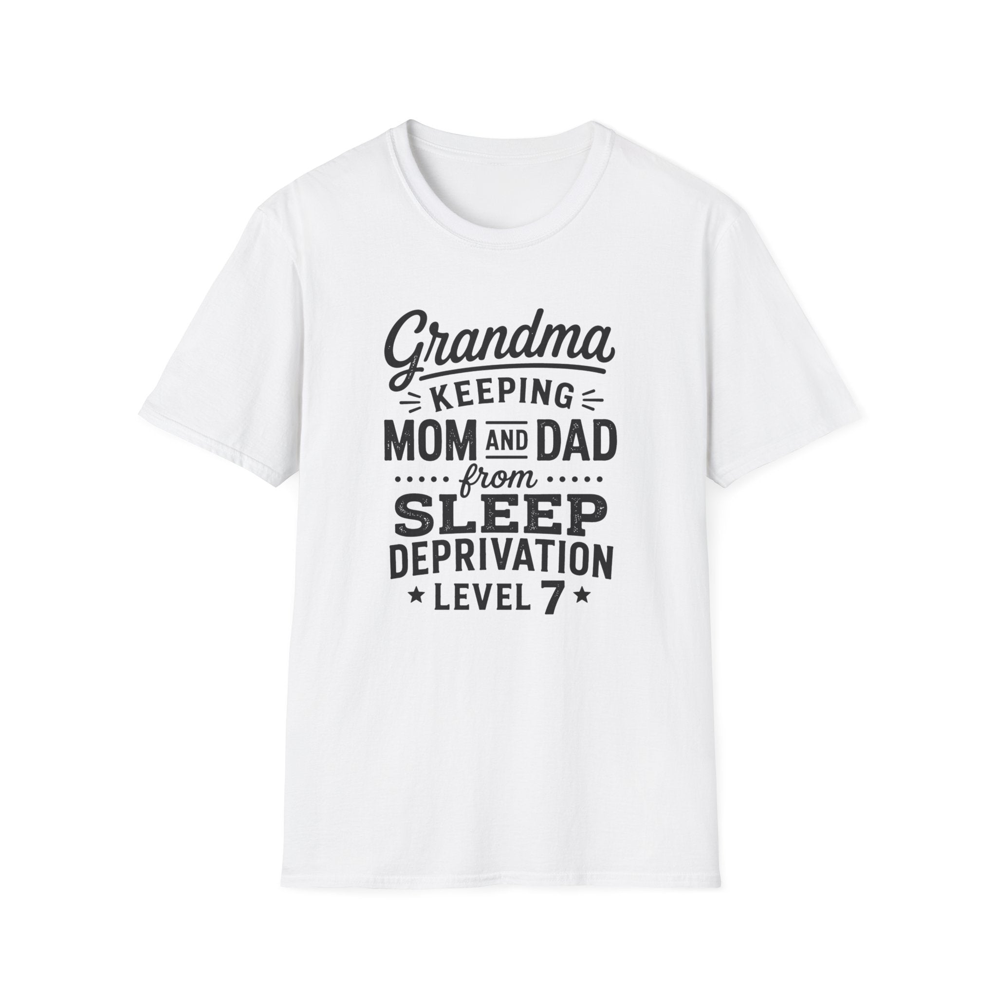 Grandma Keeping Mom and Dad from Sleep Deprivation Level 7 Funny Twin Parent T-Shirt