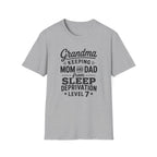 Grandma Keeping Mom and Dad from Sleep Deprivation Level 7 Funny Twin Parent T-Shirt