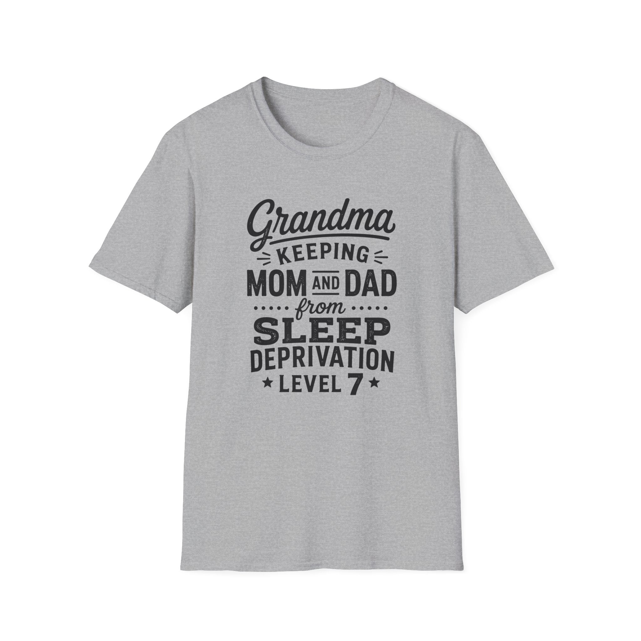 Grandma Keeping Mom and Dad from Sleep Deprivation Level 7 Funny Twin Parent T-Shirt