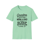 Grandma Keeping Mom and Dad from Sleep Deprivation Level 7 Funny Twin Parent T-Shirt