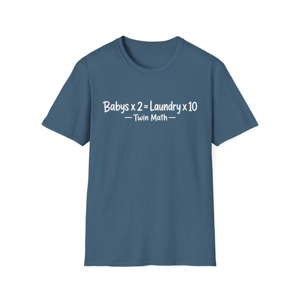 Babys x 2 = Laundry x10 Twin Math Hilarious Parent of Twins T-Shirt