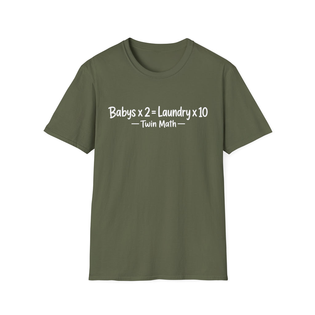 Babys x 2 = Laundry x10 Twin Math Hilarious Parent of Twins T-Shirt